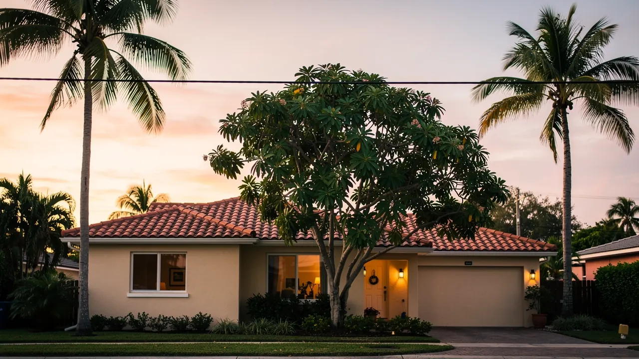 Miami home with palms touching the roofline, a common roof rat entry route